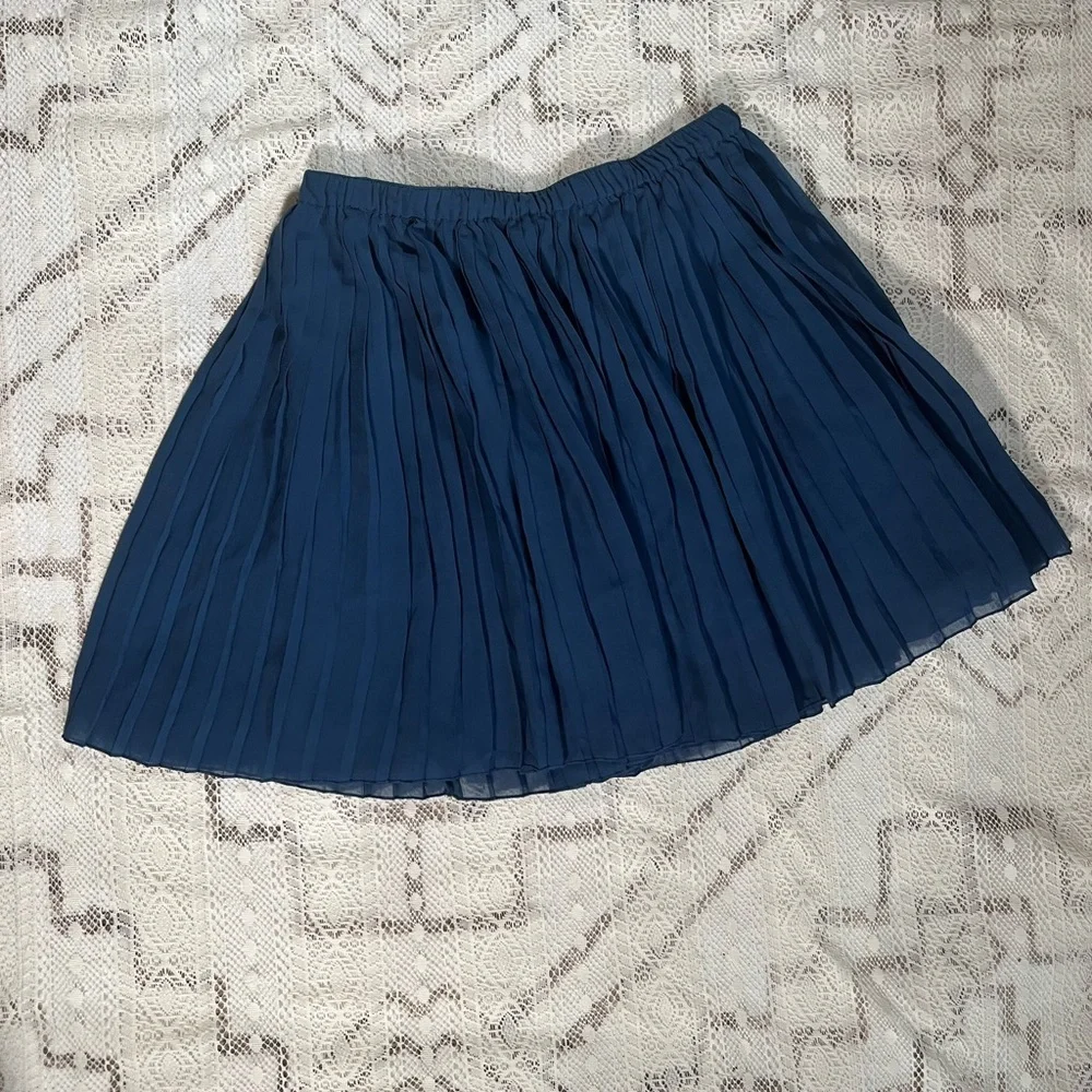 BCBGeneration Navy Pleated Skater Skirt